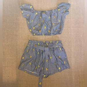 Matching set - Gingham black and white with bananas